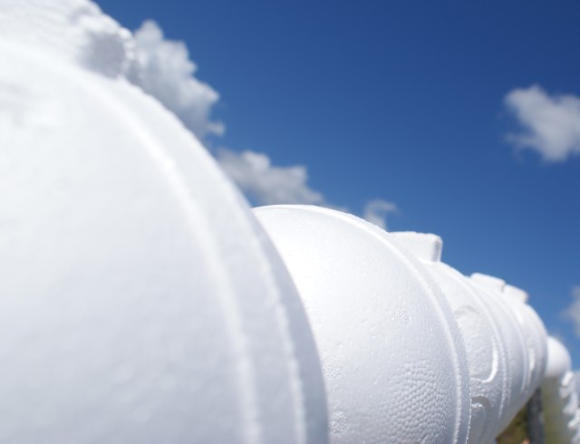 line of buoys stretching to the sky