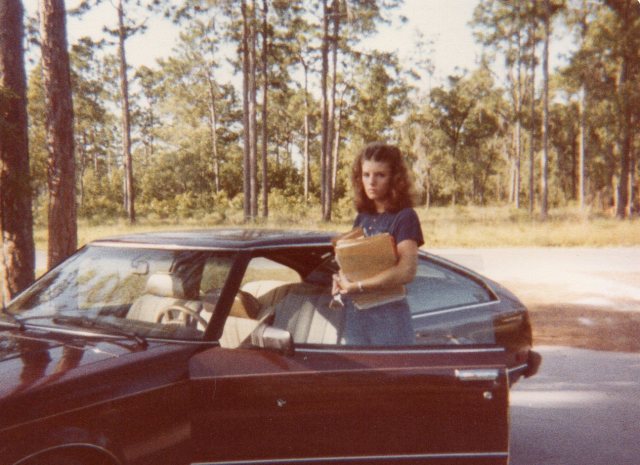 old picture of me going to school in my first car
